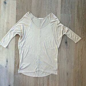 Orange Creek Long Tunic Light Weight Beige Scoop neck Sweater Women’s Medium